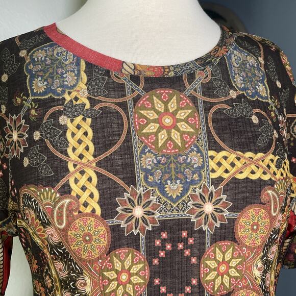 Zara Trafaluc Women’s Peplum Top Multi Color Floral Short Sleeve Stretch Sz S - Picture 2 of 6